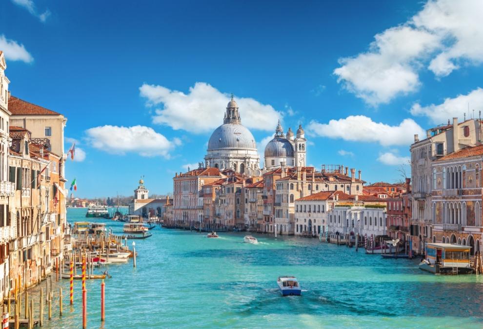 View of the Grand Canal in Venice with the Basilica of Santa Maria della Salute.